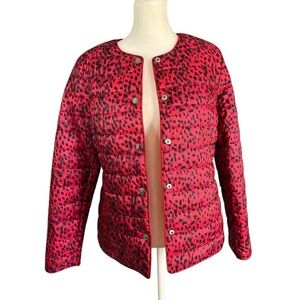 TOMMY BAHAMA Womens Reversible Puffer Jacket Red / Leopard Size Extra Small NWOT